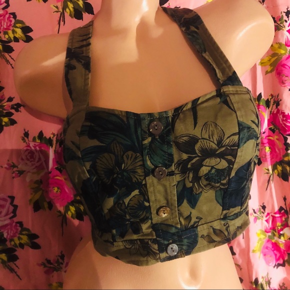 Ralph Lauren palm banana leaf crop too denim green - Picture 5 of 5